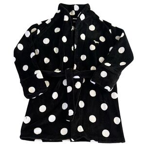 Victoria's Secret Pink Polka Dot Black and White Cozy Fleece Robe Y2K Size XS